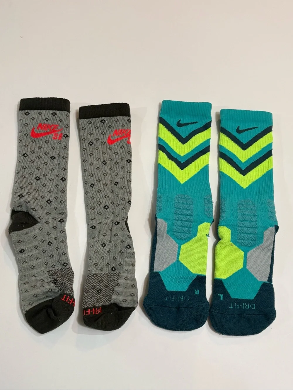 Nike Kids Crew Socks - Teal, Lime & Gray